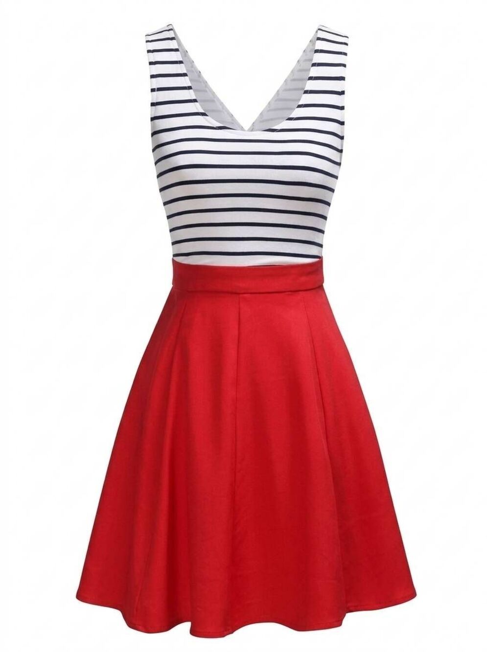 ☔️🔥Red & White Striped Open Back Sleeveless Dress Small
